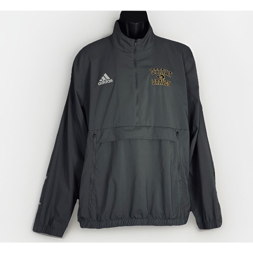 Ottawa Braves KS Adidas Half Zip Medium Gray Pullover Anorak Windbreaker‎ Jacket